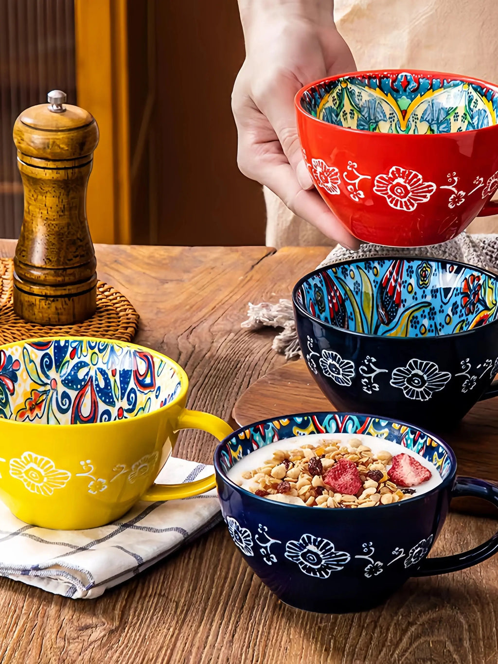 Bohemian Morning Tea Mug, 13.5 oz Ceramic Coffee Mugs - Your Ritual Hub 