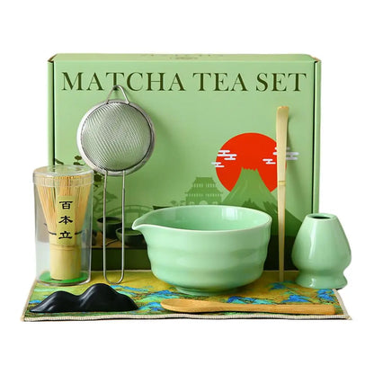 8-Piece Traditional Matcha Set — Bamboo Whisk & Ceramic Bowl