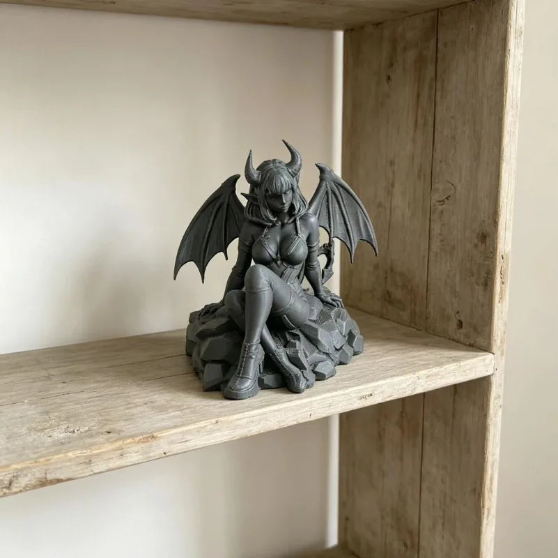 Winged Devil Sculpture – 3D-Printed Dark Fantasy Decor