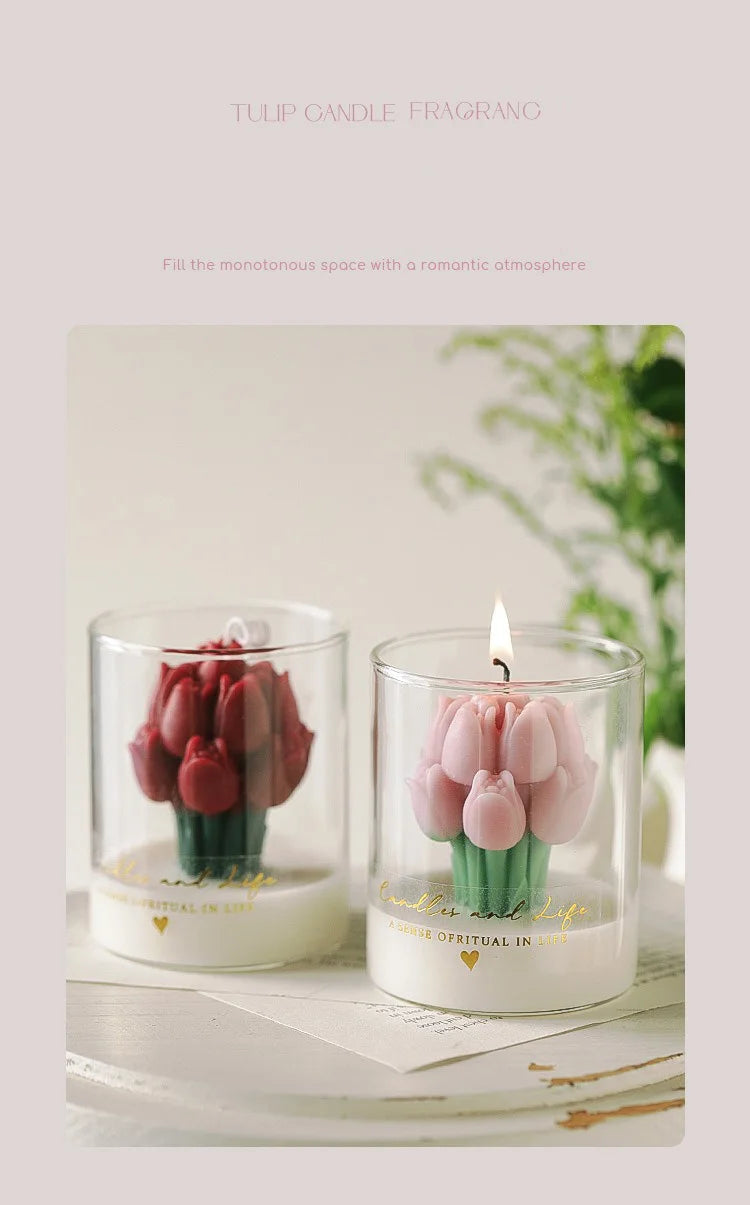 Handmade Tulip Bouquet Candle Scented Candle Aromatherapy Soy Wax Candle - Your Ritual Hub 