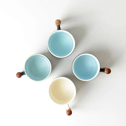 Creative Handmade Exquisite Coffee Cup Vintage Coffee Cup With Wooden Handle