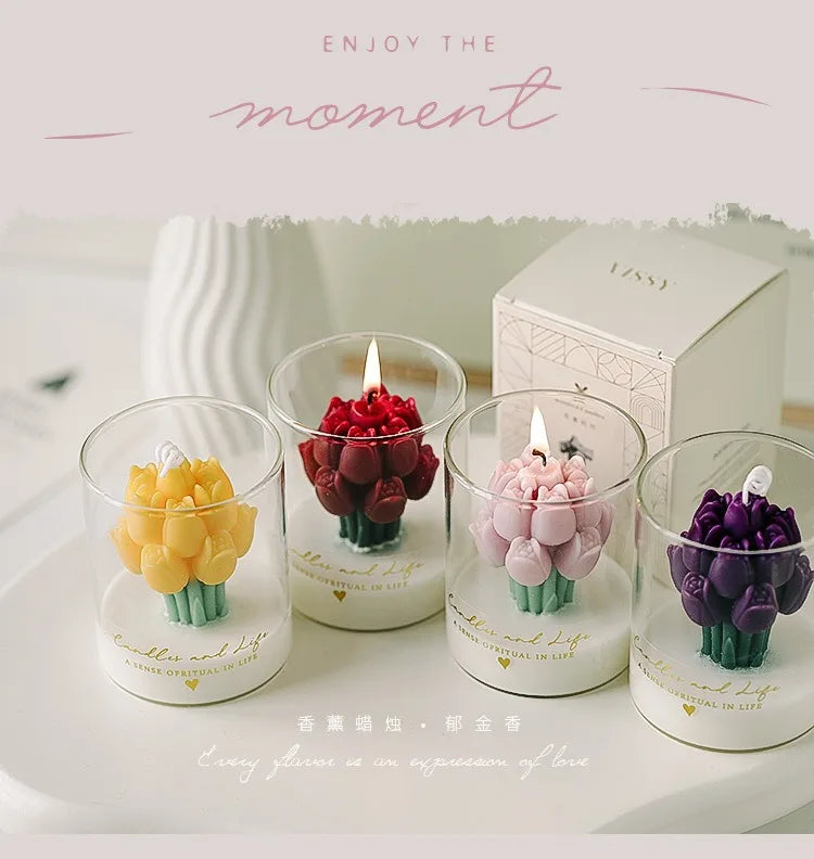 Handmade Tulip Bouquet Candle Scented Candle Aromatherapy Soy Wax Candle - Your Ritual Hub 