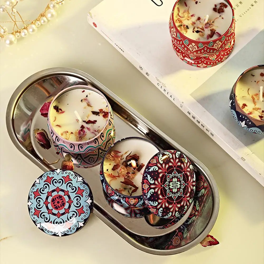 Dried Flower Soy Wax Candle in Tin