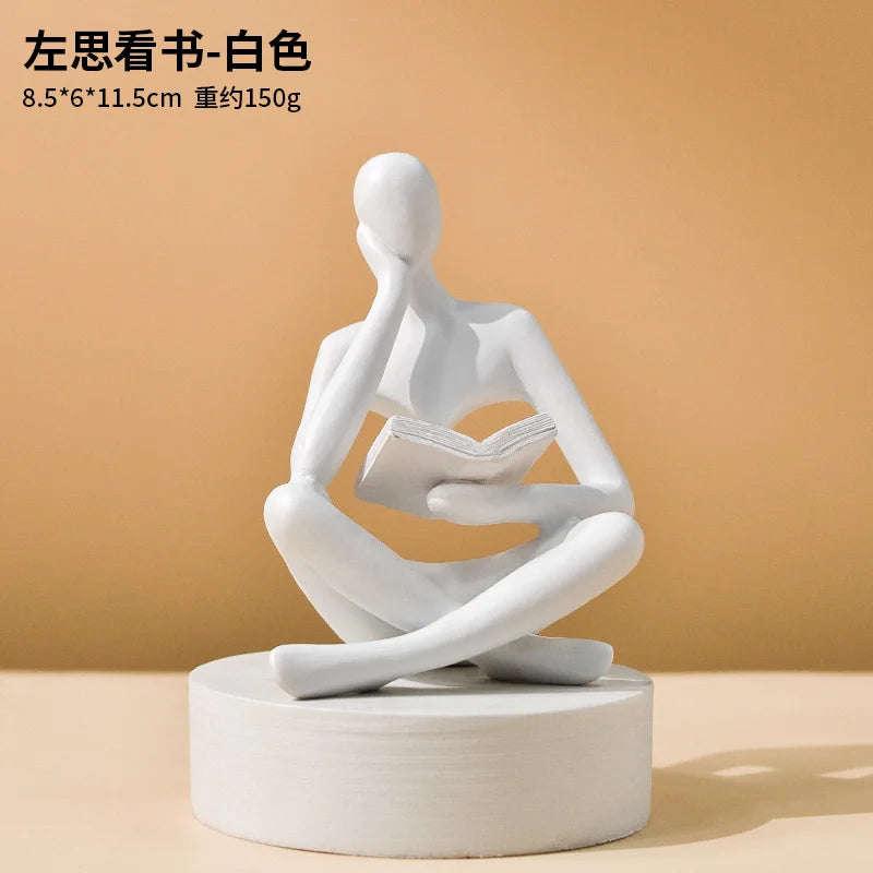 The Reader – Abstract Thinker Sculpture for Bookshelf, Desk & Altar Decor