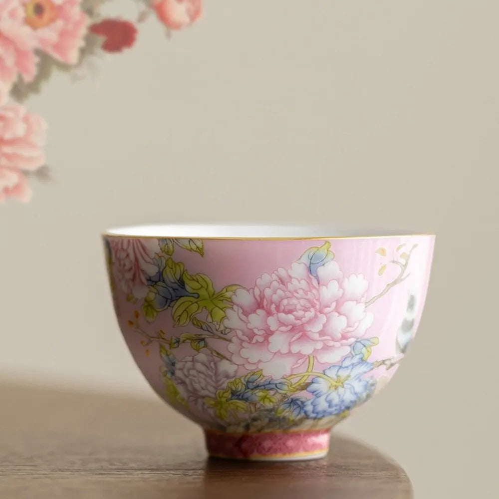 6pcs/set Kung Fu Tea Set Flower Tea Cup 65ml Chinese Style