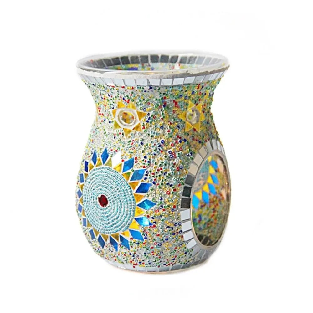 Handmade Mosaic Glass Aroma Lamp – Stained Glass Oil Burner & Candle Holder