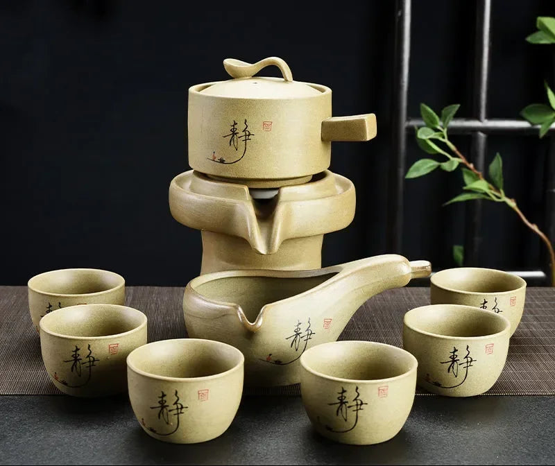 8 Pcs Set Semi Automatic Tea Sets Chinese  Ceramic