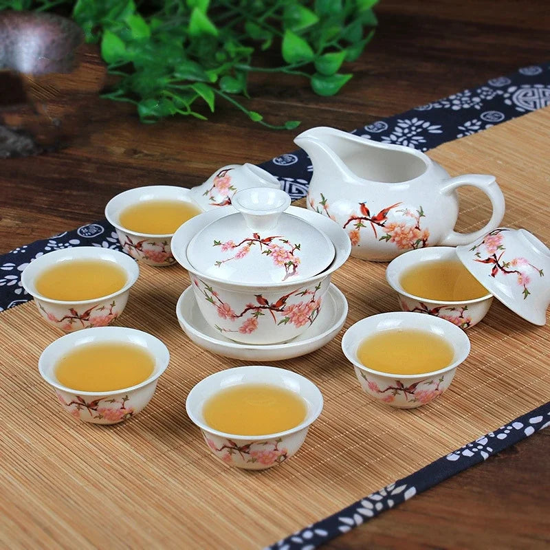 8 Cups Chinese Kung Fu Tea Set Ceramic Teapot Gaiwan Tea Cups Tea Tool - Your Ritual Hub 
