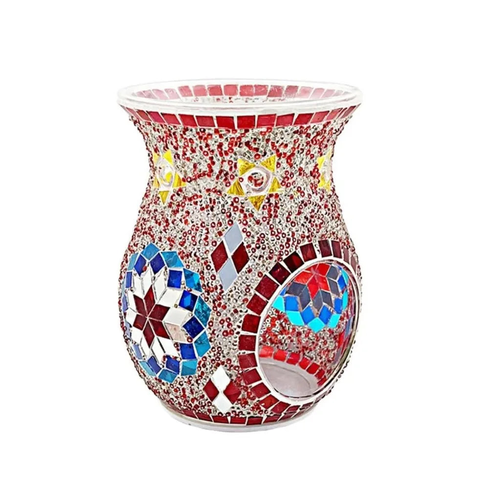 Handmade Mosaic Glass Aroma Lamp – Stained Glass Oil Burner & Candle Holder