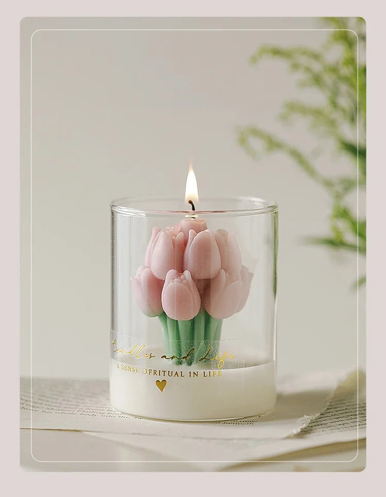 Handmade Tulip Bouquet Candle Scented Candle Aromatherapy Soy Wax Candle - Your Ritual Hub 