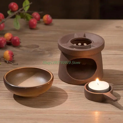 Ceramic Wax Melt Warmer & Oil Burner Set with Spoon