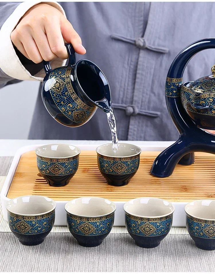 8 Pcs Set Semi Automatic Tea Sets Chinese  Ceramic