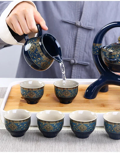 8 Pcs Set Semi Automatic Tea Sets Chinese  Ceramic