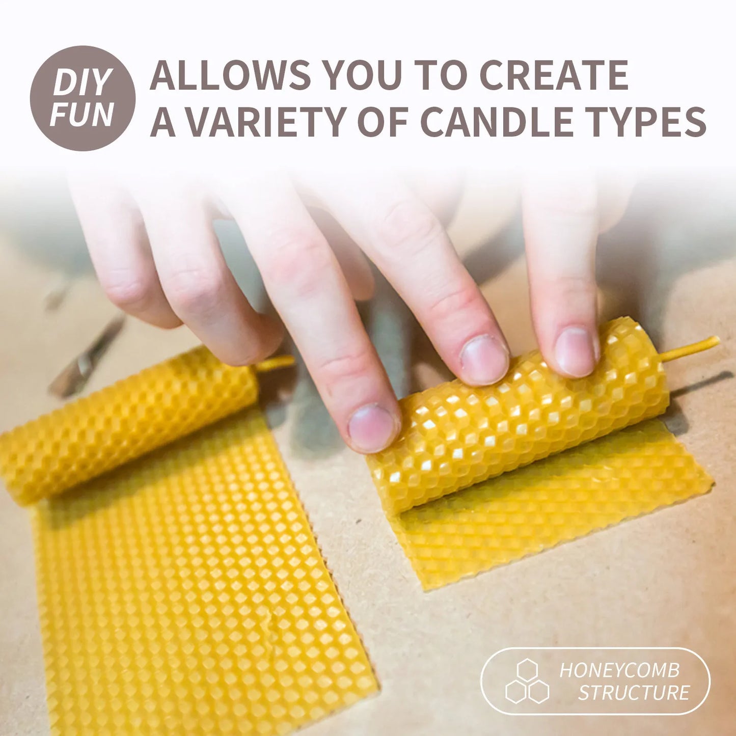 10-Pack Handmade Beeswax Honeycomb Taper Candles