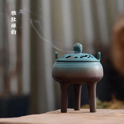 Ceramic Sandalwood Incense Burner — Buddha Tea Ceremony Decor