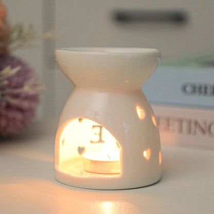 White Ceramic Hollow Aromatherapy Oil Burner