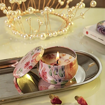 Dried Flower Soy Wax Candle in Tin