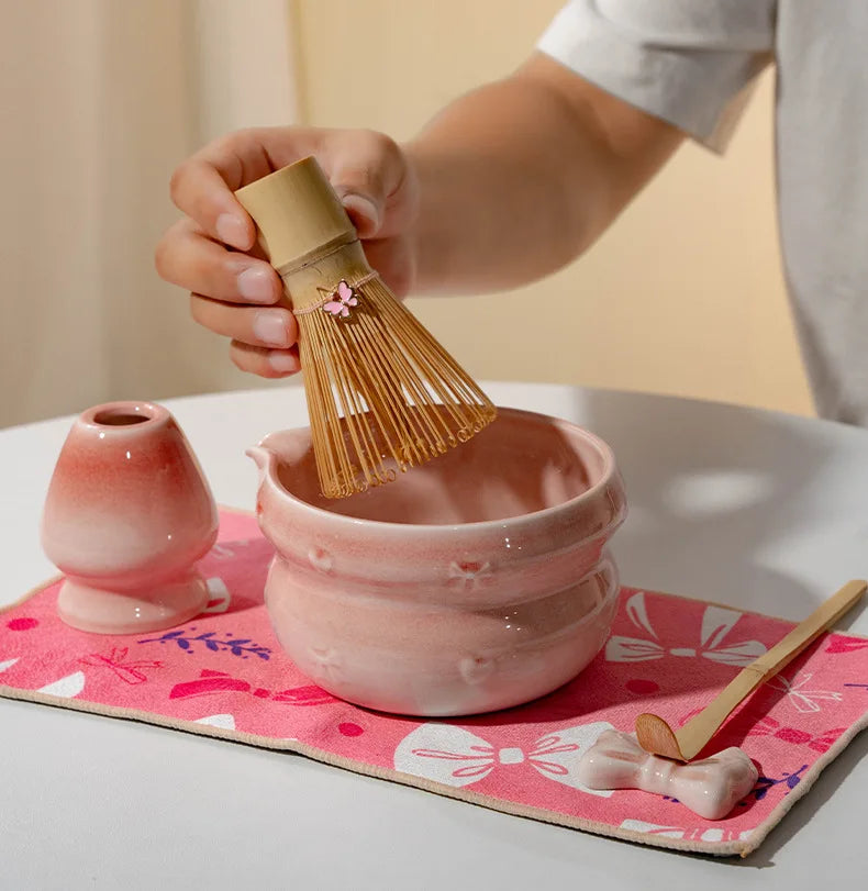 Japanese Matcha Tea Set 8pcs Ceramic Bowl Bamboo Whisk Spoon Electric Brush Complete Matcha Starter Kit for Tea Ceremony