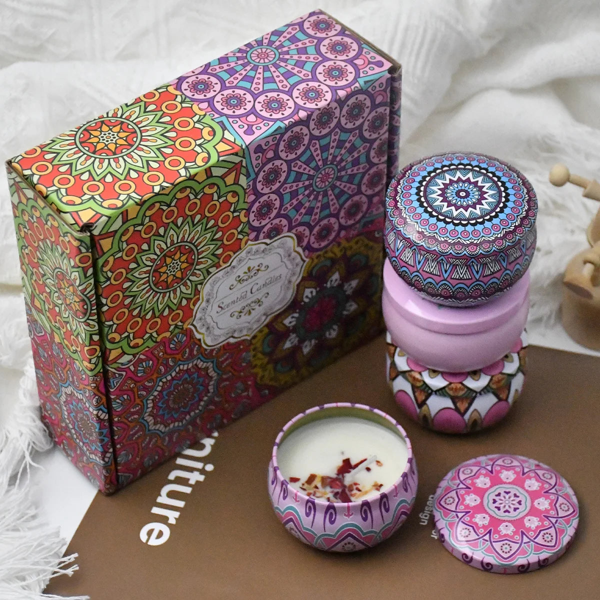 4Pcs/Box Scented Candle Set Gift Islamic Arabian Patterns Fragrance Candle Jar Smokeless - Your Ritual Hub 