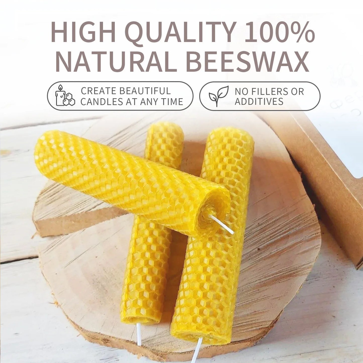 10-Pack Handmade Beeswax Honeycomb Taper Candles