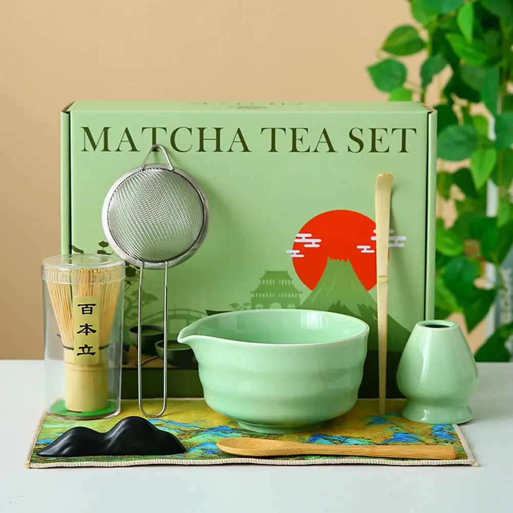8-Piece Traditional Matcha Set — Bamboo Whisk & Ceramic Bowl