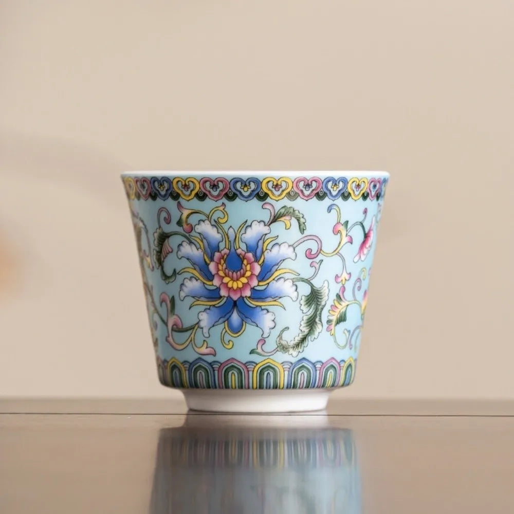 6pcs/set Kung Fu Tea Set Flower Tea Cup Chinese Style Vintage Ceramic