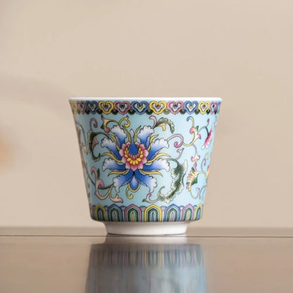 6pcs/set Kung Fu Tea Set Flower Tea Cup Chinese Style Vintage Ceramic