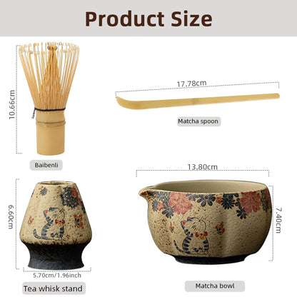 Flint Red Japanese Matcha Making Set — Bowl, Whisk & Spoon