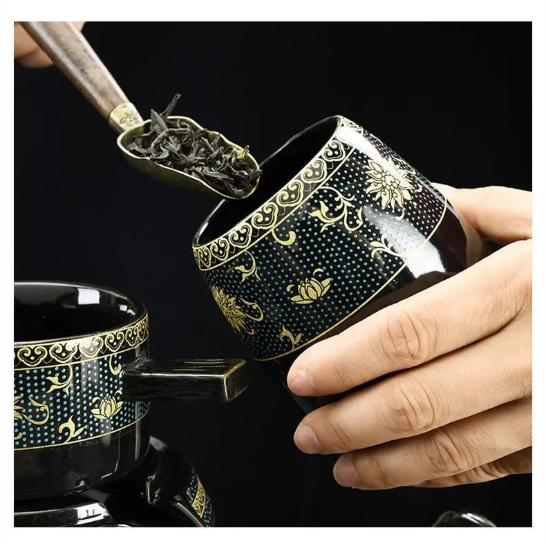8 Pcs Set Semi Automatic Tea Sets Chinese  Ceramic