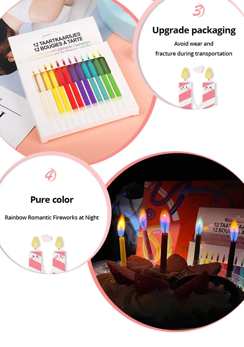 Multicoloured Colourful Flame Candles, 5/12 Pack, Suitable for Birthday Cakes, Birthday Party and Wedding Decorations - Your Ritual Hub 
