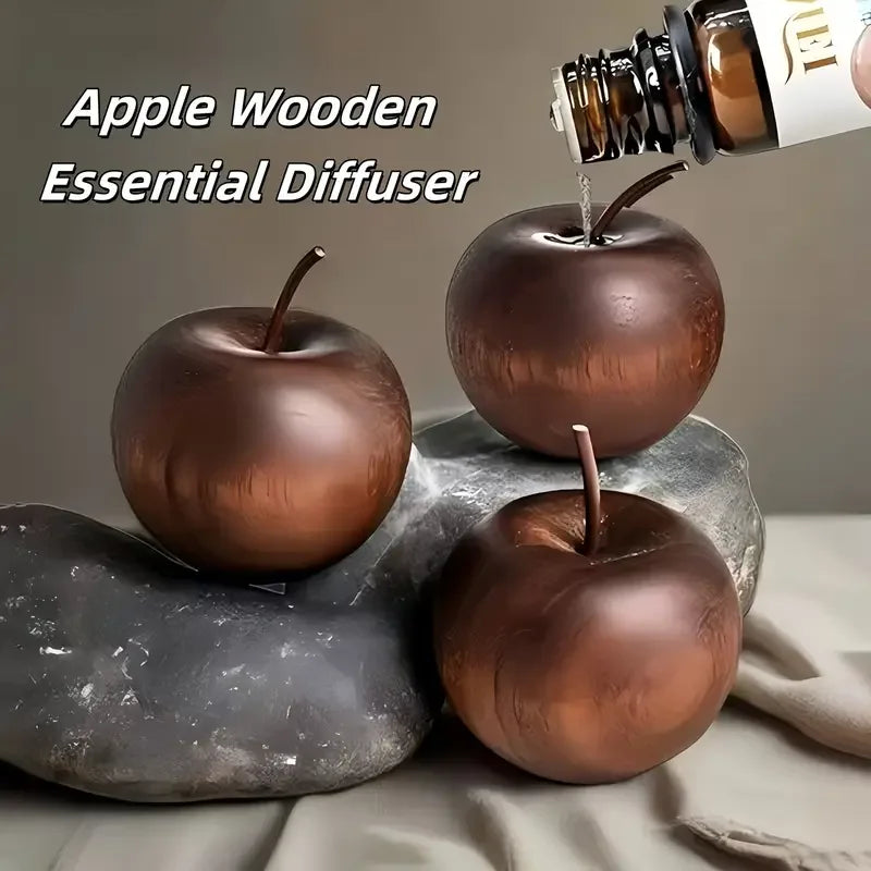 Apple-Shaped Wooden Oil Diffuser – Natural Scent, No Heat