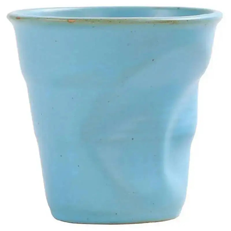 Coarse Pottery Coffee Cup   Hand Kneaded Pleated Cup Ceramic