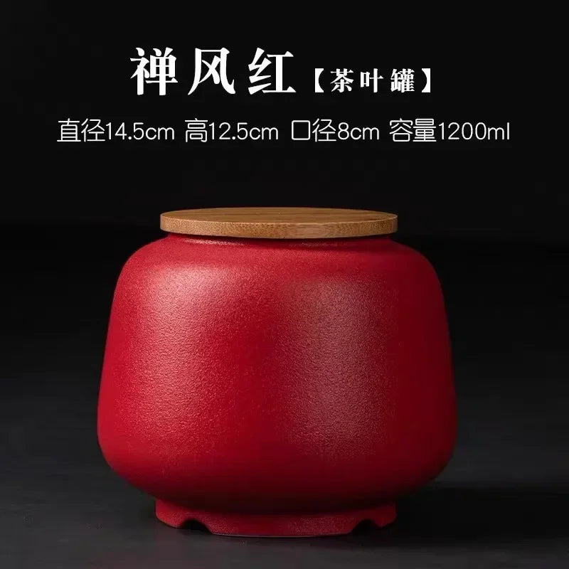 Retro Ceramic Tea Pot Sealed Pu'er Tea Container Chinese Tea Set Decor