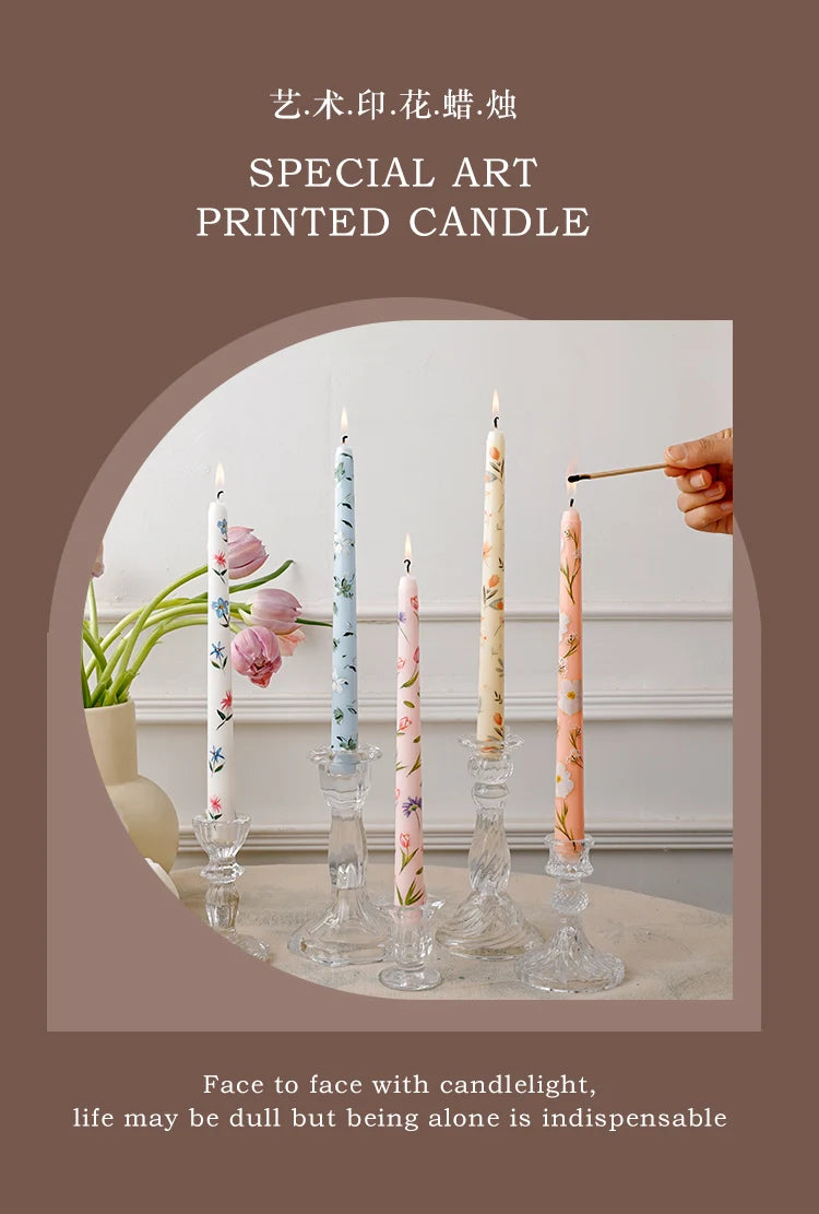 European Printed Long Taper Candles — Smokeless