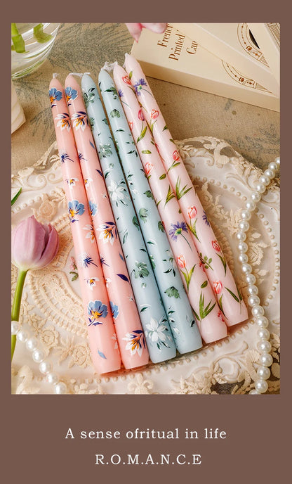 European Printed Long Taper Candles — Smokeless