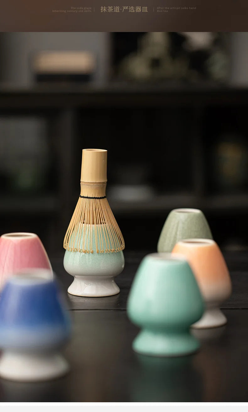 Ceramic Japanese Matcha Whisk & Teaspoon Holder Stand