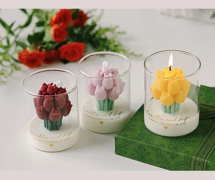 Handmade Tulip Bouquet Candle Scented Candle Aromatherapy Soy Wax Candle - Your Ritual Hub 