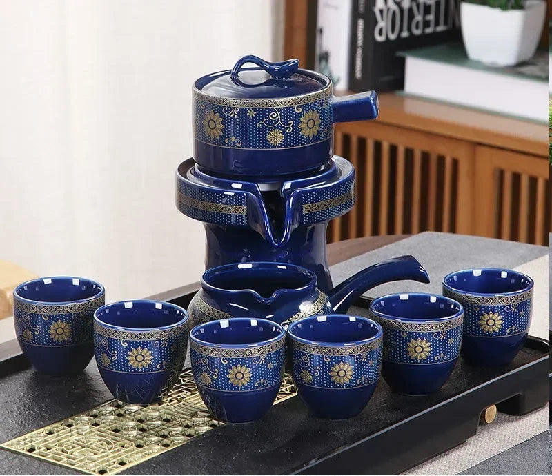 8 Pcs Set Semi Automatic Tea Sets Chinese  Ceramic