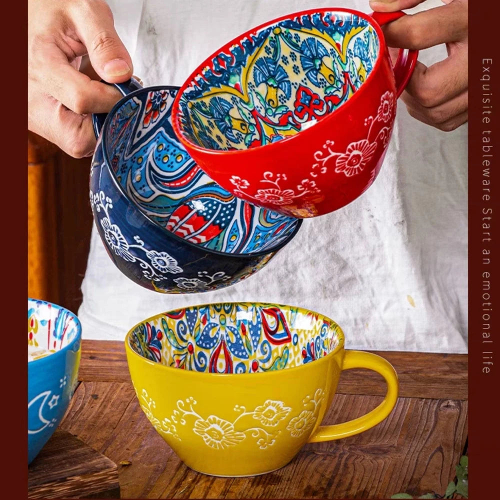 Bohemian Morning Tea Mug, 13.5 oz Ceramic Coffee Mugs - Your Ritual Hub 