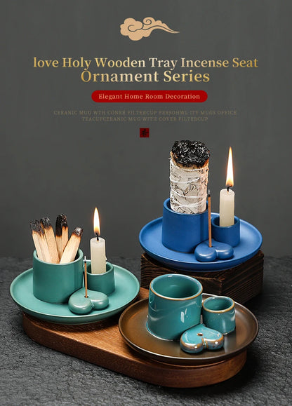 4-in-1 Ceramic Incense & Sage Burner Set
