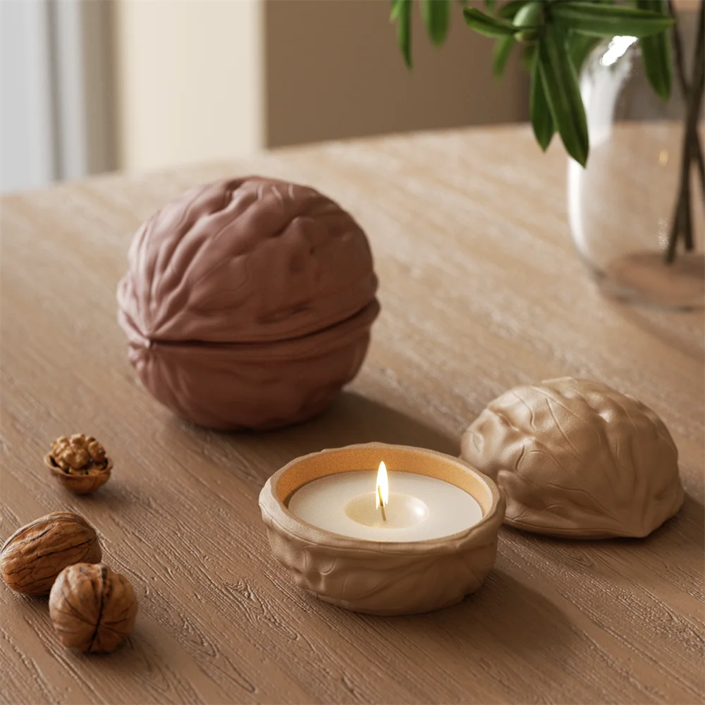 Walnut Shell Silicone Candle Mold – Reusable Candle Jar & Refill Mold